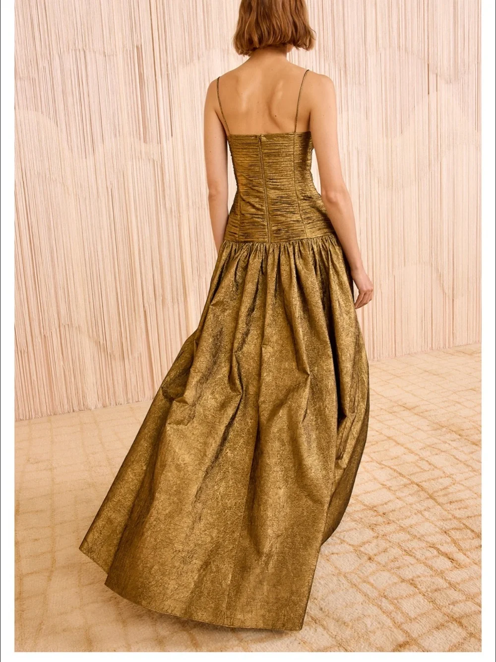 Ulla Johnson Gold Metallic Manet gown with Gathered Seams - Picture 4 of 4